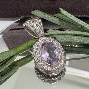 John Hardy .925 Diamond Amethyst Pendant Enhancer